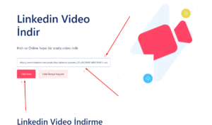 ardından videoindir.org sitemize giriş yapın ve sitemiz içerisinde olan linkedin video i̇ndirme sayfasına gidin, ardından açılan sayfada tool kısmına resimde görünen bölüme linki yapıştır butonuna tıklayın.